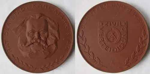 DDR Porzellan Medaille Rat der Stadt Karl Marx Stadt Zivilverteidigung (145100)