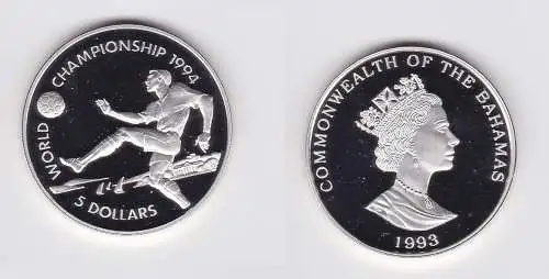 5 Dollar Silber Münze Bahamas 1993 Fussball WM USA 1994 (123092)