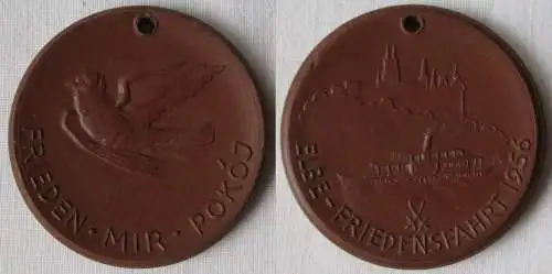 DDR Medaille Meissner Porzellan Elbe Friedensfahrt 1956 (145096)