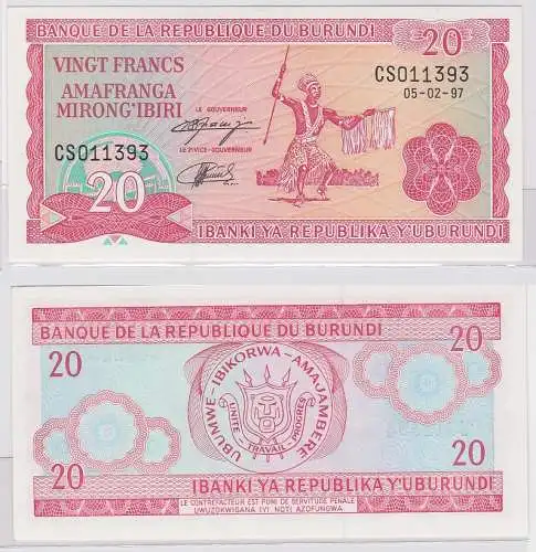 20 Francs Banknote Banque de la Republique du Burundi 1997 (123410)