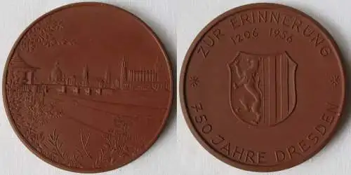 DDR Porzellan Medaille Zur Erinnerung 750 Jahre Dresden 1206-1956 (145080)