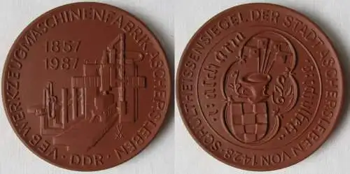 DDR Medaille Meissner Porzellan VEB Werkzeugmaschinen Aschersleben 1987 (145105)