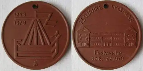 DDR Medaille Meissner Porzellan 750 Jahre Wismar Festwoche 1229-1979 (145076)