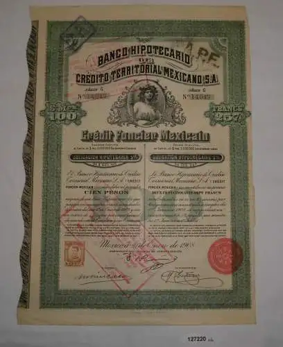 100 Dollar 257 Francs Aktie Banco Hipotecario de Crédito Territorial (127220)