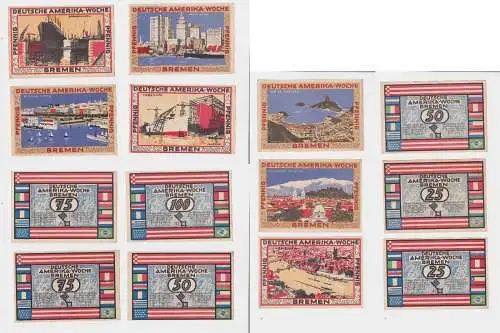 7 Banknoten Notgeld Bremen Deutsche Amerika Woche Frühjahr 1923 (127106)