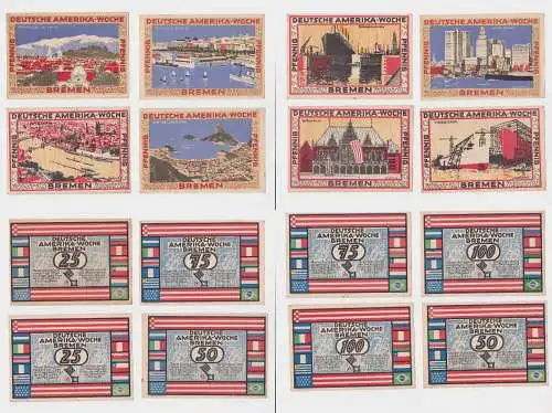 8 Banknoten Notgeld Bremen Deutsche Amerika Woche Frühjahr 1923 (127247)