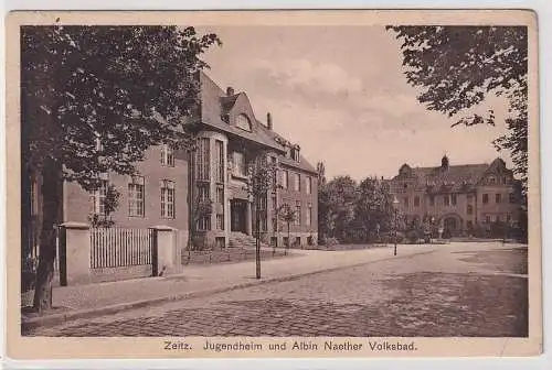 53186 Ak Zeitz Jugendheim und Albin Naether Volksbad 1929
