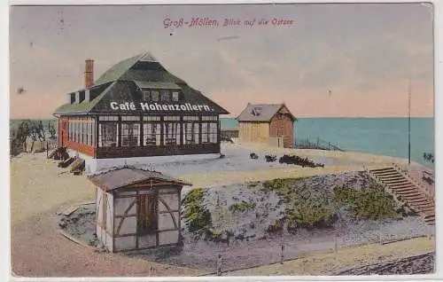 53127 Ak Groß-Möllen Mielno Café Hohenzollern Blick auf die Ostsee 1923