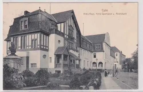 47218Ak Culm (Brahmenau) Kreis-Haus, Kreis-Sparkasse u. Reichsbank 1914
