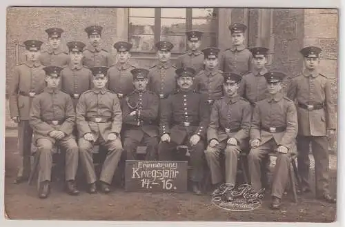 63929 Foto Ak Erinnerung Kriegsjahr 14-16 Soldaten Halberstadt 1916