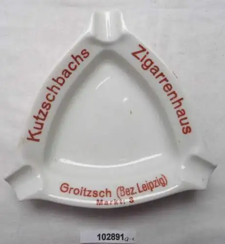 alter Porzellan Aschenbecher Kutzschbachs Zigarrenhaus Groitzsch um 1920