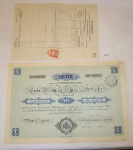 Aktie 40 Schilling Österreich Credit Anstalt für Handel und Gewerbe 1926