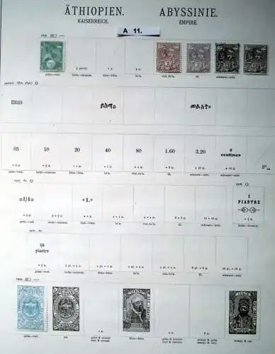 schöne hochwertige Briefmarkensammlung Äthiopien 1896 bis 1919