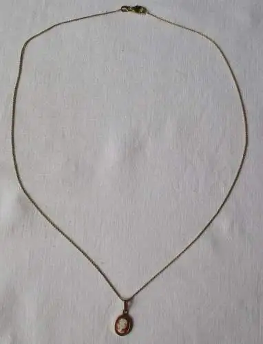 elegante Damenkette Kette aus 333er Gold mit Gemme Kamee Anhänger (152988)