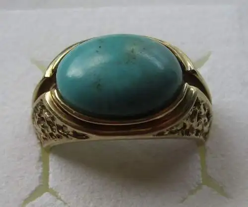 hochwertiger 375er Goldring mit riesigem Türkis Edelstein (126040)