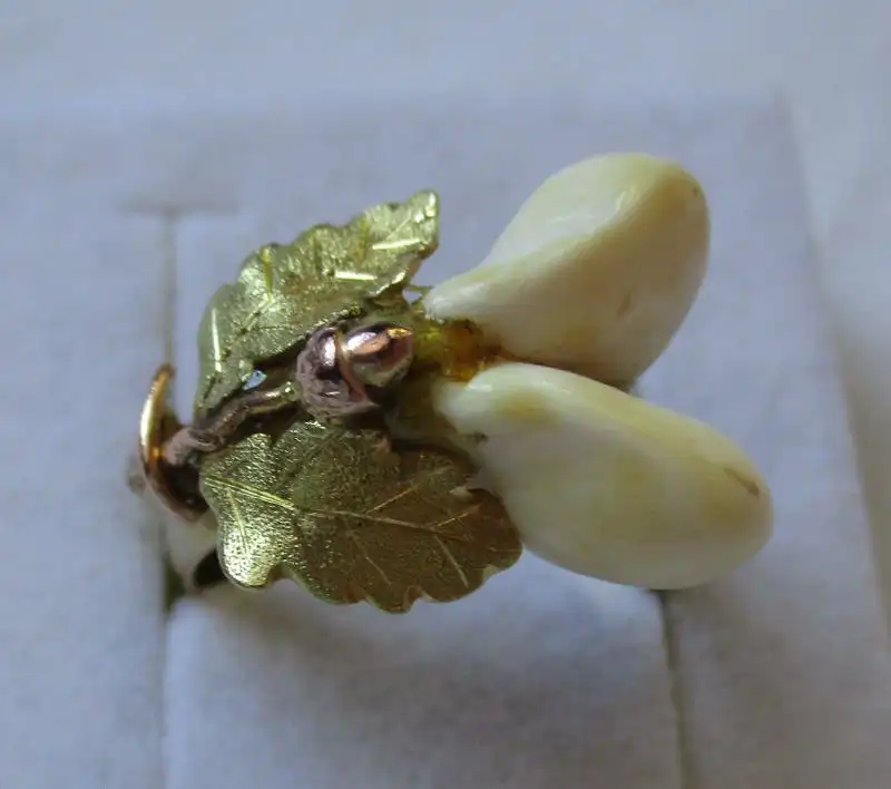 hochwertiger Grandel Ring aus 585er Gold Hirschzähne Trachtschmuck (123521) 0