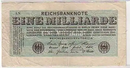 seltene Banknote 1 Milliarde 20.10.1923 Rosenberg 119
