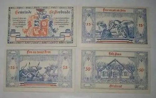 4 Banknoten Notgeld der Gemeinde Groß Nordende 1921