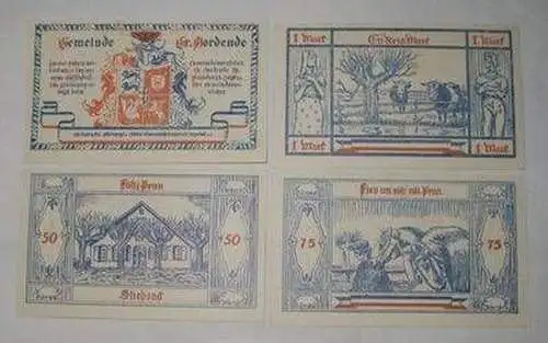4 Banknoten Notgeld der Gemeinde Groß Nordende 1921