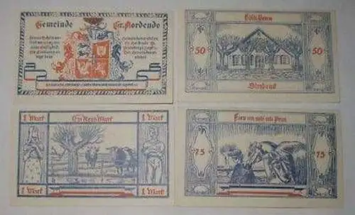 4 Banknoten Notgeld der Gemeinde Groß Nordende 1921