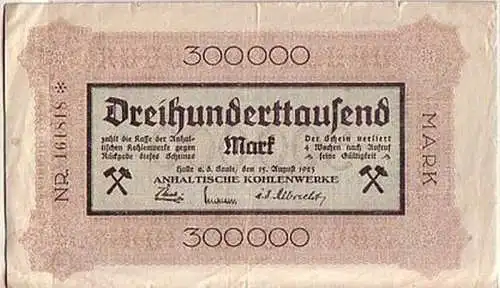 seltene Banknote Inflation 300000 Mark Halle a.d.Saale