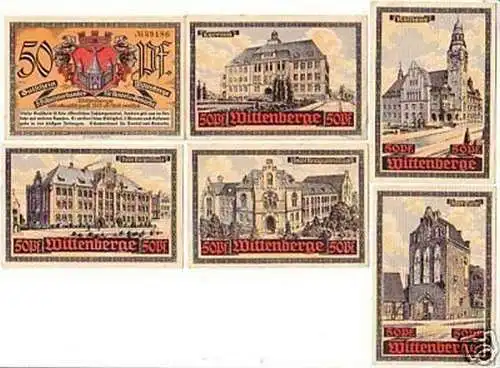 6 Banknoten Notgeld Stadt Wittenberge um 1921