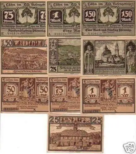 10 Banknoten Notgeld Sparkasse Lähn im Riesengebirge
