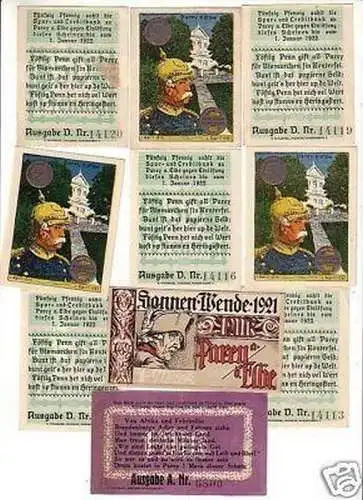 10 Banknoten Notgeld der Stadt Parey a.d. Elbe 1921