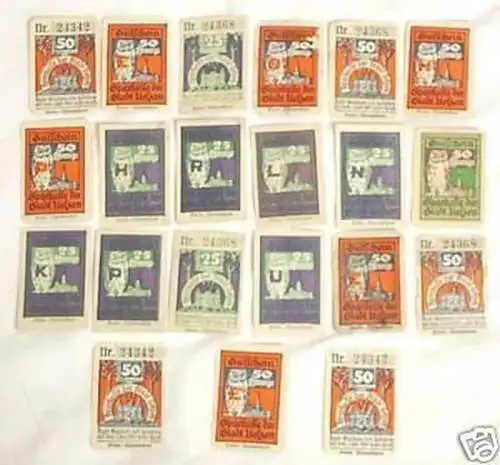 21 Banknoten Notgeld der Stadt Uelzen um 1921