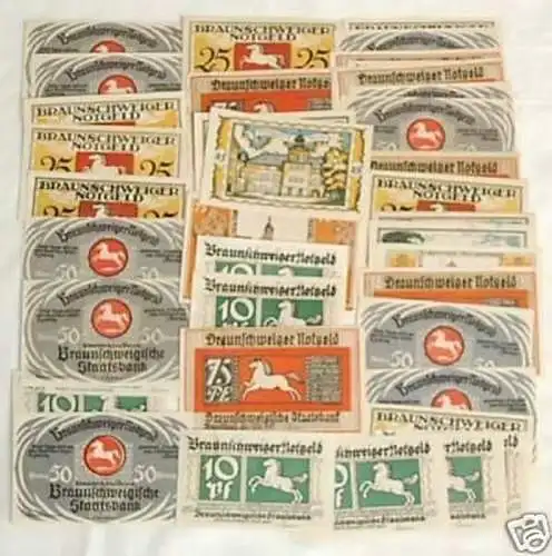 38 Banknoten Notgeld Braunscheigische Staatsbank 1921