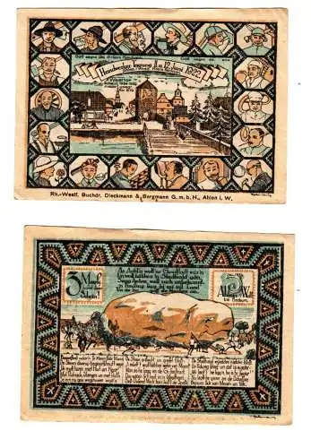 3 Mark Banknote Notgeld Handwerkertagung Ahlen 1922 (MU1086)