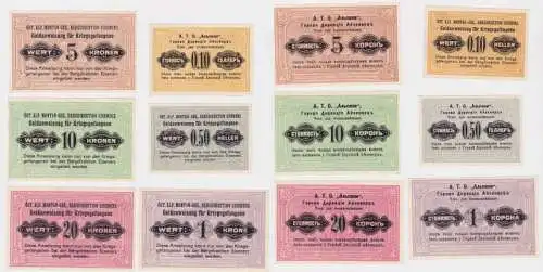 6 Banknoten Kriegsgefangenengeld Bergdirektion Eisenerz 1. Weltkrieg (130360)