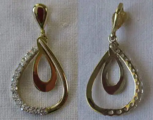 eleganter 585er Gold Kettenanhänger in Tropfenform mit Edelsteinen (116946)