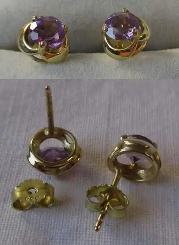 elegante 333er Gold Ohrringe Ohrstecker mit Amethyst (116049)