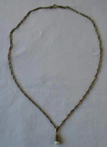 elegante 333er Gold Damen Halskette mit Perlen Anhänger (125364)