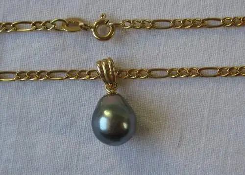 elegante 585er Gold Halskette mit Perlmutt Anhänger (123286)