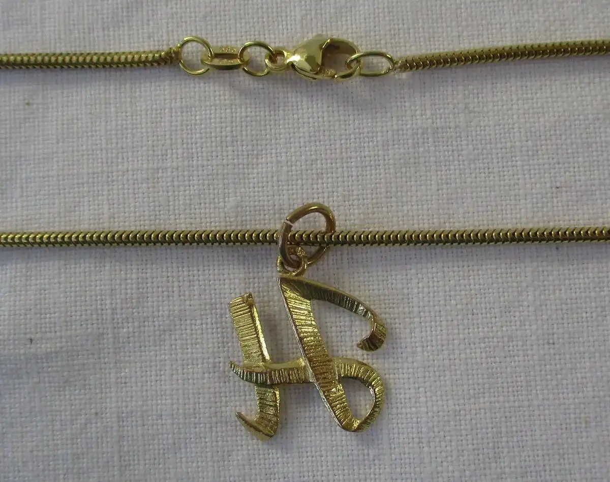 elegante 585er Gold Halskette mit 333er Gold Anhänger Buchstabe H (111580) 1