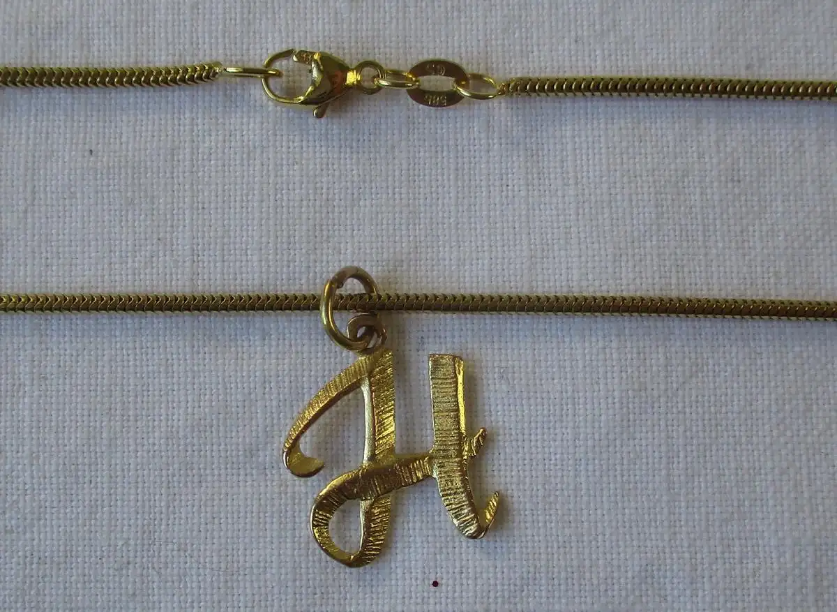 elegante 585er Gold Halskette mit 333er Gold Anhänger Buchstabe H (111580) 2