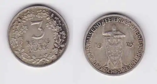 Silber Münze 3 Mark Jahrtausendfeier Rheinland 1925 A ss (156114)