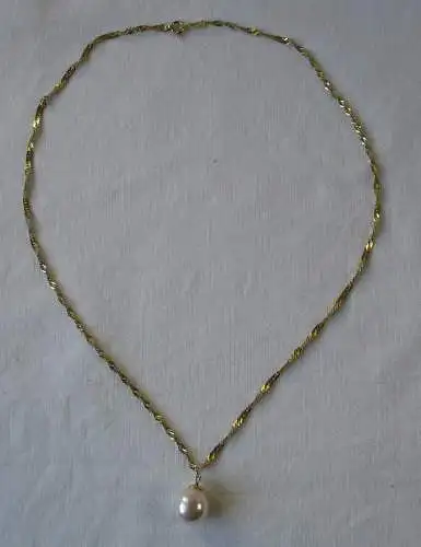 hochwertige 585er Gold Halskette mit Perlmutt Anhänger (126471)