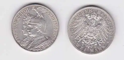 2 Mark Silbermünze Preussen 200 Jahre Königreich 1901 Jäger 105  (155891)