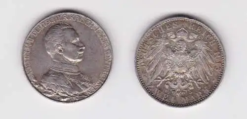 2 Mark Silbermünze Preussen Kaiser in Uniform 1913 Jäger 111 vz (151480)