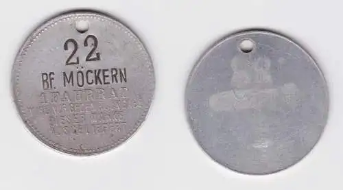 alte Aluminium Wertmarke Bahnhof Möckern für Mitnahme von 1 Fahrrad  (157506)