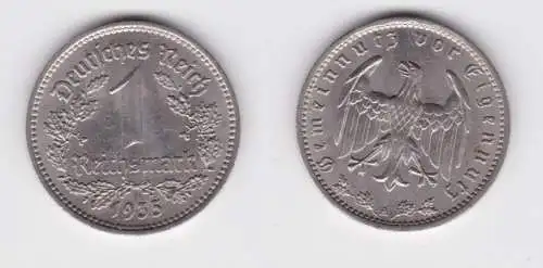 1 Mark Nickel Münze 3. Reich 1935 A, Jäger 354 f.vz (156260)