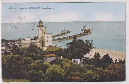 907252 Ak Sol- und Ostseebad Kolberg Kołobrzeg - Leuchtturm 1929