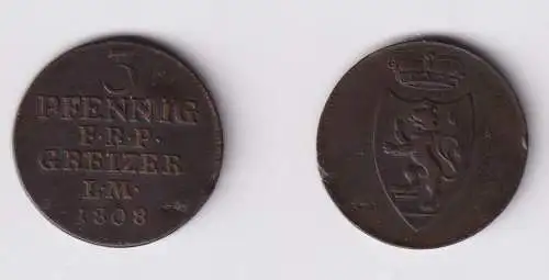 3 Pfennig Kupfer Münze Reuss-Obergreiz 1808 f.ss (169620)
