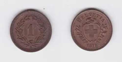 1 Rappen Kupfer Münze Schweiz 1878 B ss+ (130864)
