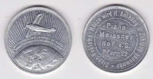 seltene Aluminium Reklamemarke der Fa. Piano Meissner Hof an der Saale (159108)