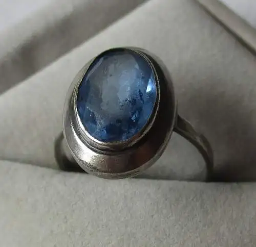 eleganter 835er Silber Ring mit blauem Schmuckstein (122817)