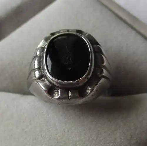 eleganter 835er Silber Ring mit schwarzem Onyx Schmuckstein (128137)